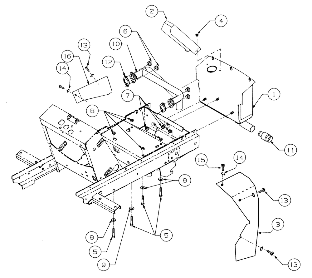 Engine Mounting And Muffler Diagram and Parts List for 2518-44 13A208L100-13B288L100 Cub Cadet Lawn Tractor